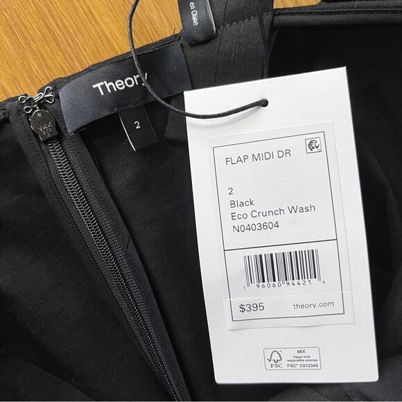 Theory linen blend flap midi dress black - 2 - Picture 9 of 11